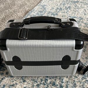 Calpak Textured Silver Vanity Case with Strap